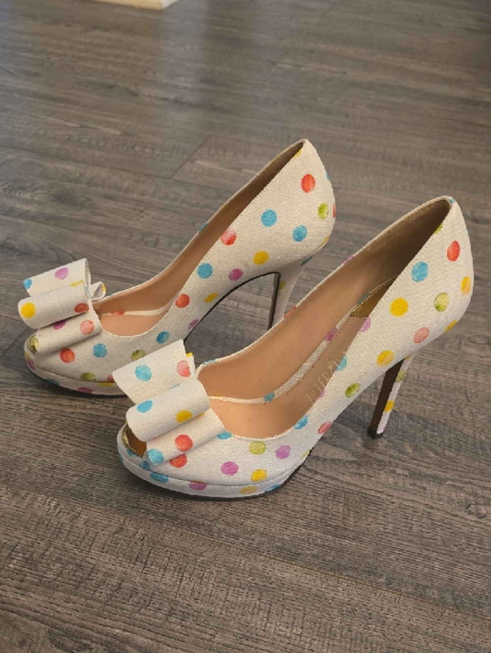 Dover Last Barbie Polka Dot Peep-Toe Heels with Bow Accent - Picture 2 of 9